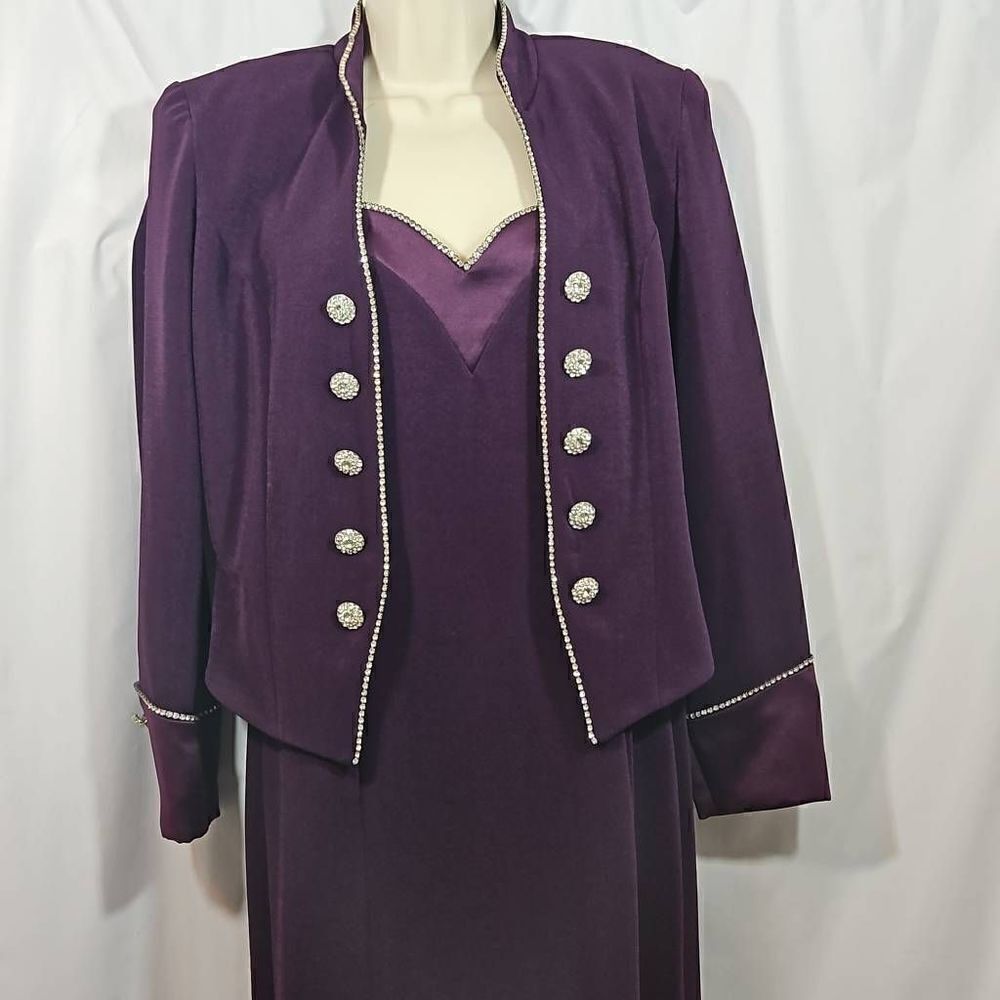 Vintage Stefanyszyn Rinestone Trim Purple Plum Long Evening Gown Size Medium Dre